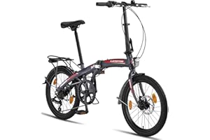 Licorne Bike Phoenix 2D - Bicicletta pieghevole in alluminio, 20 pollici, freno a disco, freno a V, da uomo, da donna, a 7 marce