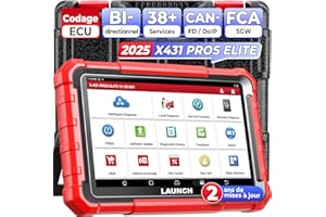 LAUNCH X431 Pros Elite Valise Diagnostic Auto, Bi-directionnel, Codage en Ligne de l'ECU, Diagnostic Complet du Système, 37+ Services de Réinitialisation, CANFD DOIP, FCA, Mise à Jour de 2 Ans