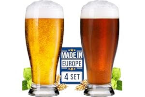 VOLARIUM CRYSTALIA Premium Bicchieri Birra Vetro Set 4 570ml, 100% SENZA PIOMBO Bicchieri Birra Pinta, Bicchieri Lager, Bicchieri Weizen, Bicchieri Pilsner, Bicchieri da Pub, Alti Bicchieri Birra Vetro