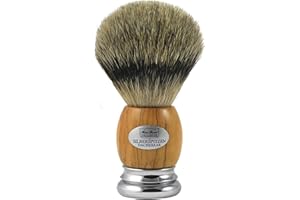 Hans Baier Exclusive Brocha de Afeitar (pelo de tejón punta de plata – Mango Real Madera de Olivo tamaño 1, 103 g