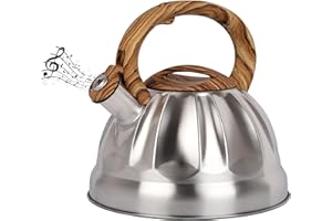 Belle Vous Bouilloire Sifflante Induction Couleur Argentée - Théière 3L pour Cuisinière et Plaque à Induction - Bouilloire de Camping en Acier Inoxydable pour Thé et Café