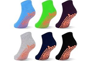 GRPSKCOS Non Slip Kids Socks- 6 Pairs Trampoline Anti-Skid Socks Sticky Grips Indoor Breathable Socks for Boys Girls Kids 2-13 Years