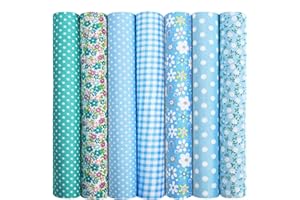 Aucuu 7er Set Baumwollstoff Paket, 50 x 50cm Stoffe zum Nähen, Patchwork Stoffe, Patchwork zum Quilten, Stücke Paket zum Quilten, DIY Basteln Handwerken, Puppenkleidung