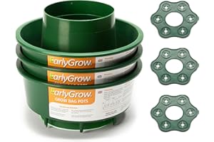 EarlyGrow Tomato & Vegetable Grow Bag Watering Pot Halo with Wigwam Cane Grip to Support Climbing Plants - Pack of 3