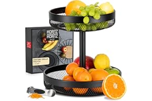 Moritz & Moritz Alzata per Frutta Nero Metallo - Moderna fruttiera Colore Nero - Cesto portafrutta Colore Nero per conservare Frutta, Verdura e Pane