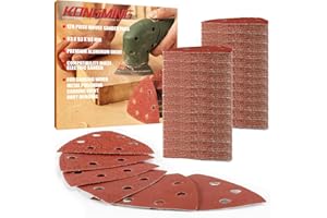 KONGMING Schleifpapier Dreieckschleifer klett 6 Loch 120 Stück Körnung 40 60 80 120 240 400 Schleifblätter fur Detailschleifer