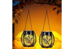 Global Golden Bird Solar Lanterns, 2 Pack Solar Lights Garden Ornaments Outdoor Waterproof LED Hanging Lanterns for Garden Patio Yard Pathway Plant Decoration