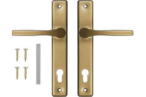 ADGO Tirador de Puerta Juego de Tiradores Derecha e Izquierda para Puerta, para Insertar, R=90mm, Rectangular, Tirador de Aluminio, Plancha de Acero, Con Recubrimiento de Polvo, Galvanizado, Oro