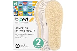 Biped 2 Paires de Semelles en Laine d'Agneau pour Enfants - Hiver à Découper - Intérieures Extra Épaisses pour Chaussures et Bottes Z2738