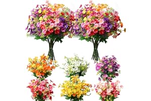 YXYQR 12 Bundles Artificial Daisy Silk Flowers Fake Wildflowers UV Resistant Faux Flowers Plastic Plants Greenery Floral Arrangement for Outdoor Indoor Pot Vase Graves Window Box Outside (Colored)