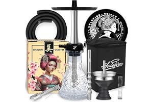 Halofire Geisha Professionell shisha med justerbar diffusor, glasbotten och transportväska, 50 cm (20 tum), kompakt design fö