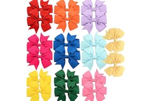 Cosyhav Hair Bows,Hair Bows For Girls,Grosgrain Ribbon Hair Clips Suitable For Baby,Toddlers,Little Girls(10 Colors,20pcs)