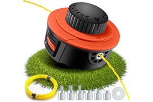 KAITAI Line Head for Brush Cutter with Trimmer Line, Simple Tap & Go System, Universal Fitting Thread Spool with 6 Thread Adapters, for Most Cordless Lawn Trimmers and Battery Free-Cutting (Orange)