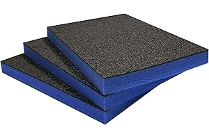 Shadow Foam Easy Peel (600mm x 420mm) | espuma personalizable para organizar cajas de herramientas (Paquete de tres (Profundidad de 50mm), Negro sobre azul)