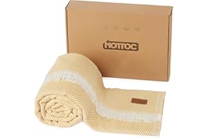 nottoc Doppelte Tagesdecke Gelb Senfgelb 100% Baumwolle Sofadecke Bettüberwurf Couchbezug Wendedecke 200x230 cm