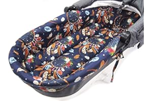 MILLALU Baby Pram Pushchair Stroller Buggy Soft Cotton Insert with Mattress for Gondola/Carrycot (Dreamcatcher Navy)