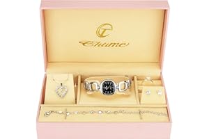 BELLOS Cofanetto ologio Donna Nero - Parure di gioielli- Collana-Anello- Orecchini - Cinturino