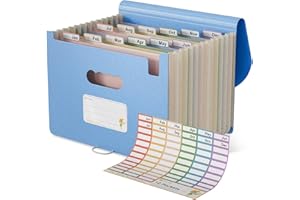 EcoStash Cartella Portadocumenti A4, 12 Tasche Porta Documenti in Paglia di Grano, Raccoglitore Documenti Espandibile per Ufficio Casa, Senza BPA, Ritorno alla Natura,Vita Sana - Blu Professionale