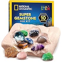 Dr. Daz - 12 Gemme Preziose-Kit di Scavo Pietre e Cristalli-Archeologo Minerali Bambini di 5 6 7 8 9 10 anni