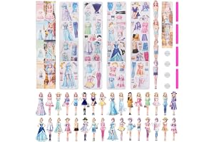 Guniata 6 stycken magnetiska kläddockor, prinsessor klä på papper, avslappnande och underhållande lekspel för flickor från 4–10 år (4 st)