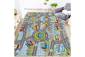 ‎CAPSLPAD Capslpad Autoteppich Kinder 150x200cm rutschfest Kinderteppich Stadtplan Interaktive Spielteppich Waschbar Kreativ Pädagogisch Spielmatte für Kinder Teenager Kinderzimmer Spielzimmer Dekor,Hellblau