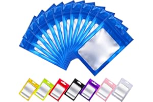 Rimiko 100 Piezas de Bolsas de Aluminio Resellables, Bolsas Mylar Herméticas Planas para Alimentos, Bolsas Pequeñas con Cierre Zip, Bolsas Plásticas para el Embalaje del Producto (Azul, 7x10cm)