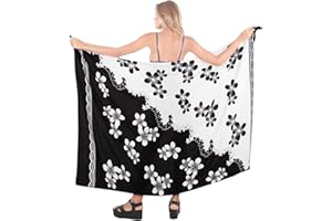 LA LEELA Femme Plage Bikini Jupe Paréo Longue Cover Up Sarong Maillot de Bain Wrap Sarong
