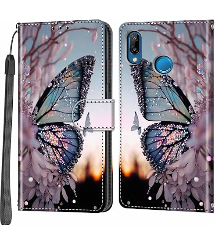 Handyhülle Für Huawei P20 Lite – Leder Klappcase Mit Magnetverschluss, Kartenfach & Standfunktion, Flammen-Design