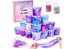 PEAROFT Slime per Bambini 6 8 10 12 Anni, Regalini Fine Festa Compleanno Giochi Bimba 5 7 9 11 Anni Idea Regali Kit Slime Fluffy Regalo Bambina 6-10 Anni Femmina Antistress Bambini Soft & Stretchy Set Slime