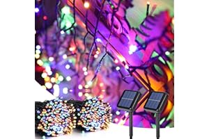 PhilzOps Guirnalda Luces Exterior Solar, 2 Pack 22M 200 LED Cadena de Luces de Navidad Solares Interior 8 Modos Impermeable Decoración Multicolor Iluminación para Jardín Arbol Fiestas Patio Boda