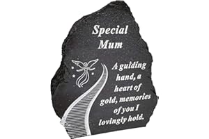 ONLINE STREET Black And White Stairway To Heaven Special Mum Tribute Detail Rock Memorial Grave Plaque