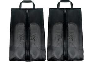 Moyad 2 Stück Schuhtasche Reise Schuhbeutel Große XXL-Schuhtaschen mit Reißverschluss Schuhorganizer Aufbewahrungstasche Tragbar Transparent Schuhsack Reisezubehör Travel Essentials für Frauen Schwarz