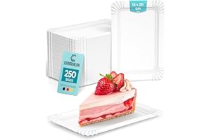 250 Stück Commerline Pappteller 31 Rechteckig 13x20 cm | Einweggeschirr Kuchenteller Partygeschirr Partyteller | Einwegteller Papierteller Einmalgeschirr Imbissteller (250, Pappteller 31 (13x20 cm))
