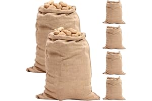 Oungy 6 stycken jutesäck, stor, 52 x 74 cm jutesäckar, 35 kg lastkapacitet potatispåse, slitstark jutesäck xxl, jutesäckar fö