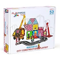 Set Piastrelle Magnetiche Con Gru Estensibile - Giochi STEM 3-7 Anni, Costruzioni Città, Regalo Bambini