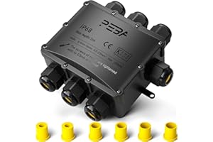 PEBA® Cajas de Conexiones Impermeables IP68, Conector de cable estanco,Caja de conexiones de conector de cable Exterior Grande de 7 vías, Apto para cables Ø4-14 mm Caja Estanca Negro