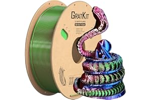 GratKit Filamento di Seta Tricolore PLA 1.75mm, Filamento per stampante 3D FDM 1KG(2,2 libbre), Precisione Dimensionale +/- 0,03 mm, Silk PLA Rosso Blu e Verde