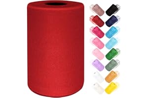 Ableme Deco Tulle Fabric Roll 6 Inches x 100 Yards (15cm x 91m) Tulle for Tutu Dress Pom Poms Gift Wrapping Baby Shower Wedding (Red)