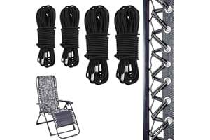 DULUOK 4 Pcs Cuerdas Elásticas para Silla Reclinable Universales Jardín Hamacas Cuerdas Elásticas Negro Cuerda para Tumbona Silla de Gravedad Cero Reclinables de Jardín Tumbona y Silla Elástica (2.4m+1.5m)