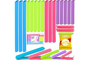 OUTTELL Food Clips 18 Pcs with Storage Bag, Bag Sealing Clips for Sealing Food Storage Bags, Food Bag Clips in 4 Colors, Reusable Plastic Bag Clips for Food Storage for Sandwiches and Snacks (18 Pcs)