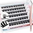 LASHVIEW Self Adhesive Eyelashes, D Curl Press On Lash Clusters Kit Pre Glued Eyelash Clusters with Applicator,No Glue No Remover Needed DIY Lash Extension Kit 10-16mm (N10 60Pcs)