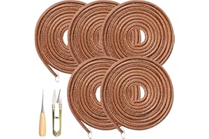 GZcaiyun 5 STK 183cm Riemen Nähmaschine Gürtel, 5mm Rund Leder Antriebsriemen mit Nähahle & Clippers für Vintage Home Pedal Hausieren Typ Nähmaschine