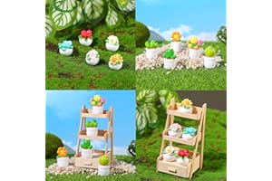 CRETVESTSAR 10 PCS Little Flowers Potted Miniatures Mini Flowers Plant Garden Miniatures Artificial Plant Fake Pots Set Micro Landscape Greenery Ornament for Dolls Hous Garden Yard Trees Decoration Gift (A)