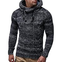 Leif Nelson Men's Knitted Hoodie Pullover - Acrylic & Wool Blend For Warmth And Style