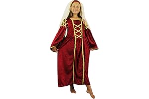I LOVE FANCY DRESS Girls Tudor Queen Fancy Dress Costume - Medieval Princess Dress Shakespearean History with Headpiece