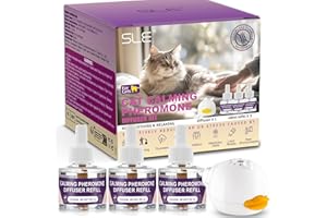 SLE Diffusore Feromoni per Gatti Calmante per Antistress Ridurre l'Ansia e Lo Stress, Feromoni Felini Tranquillanti per Gatti Irrequieti e Stressati (1 Diffuser+3 Refills)