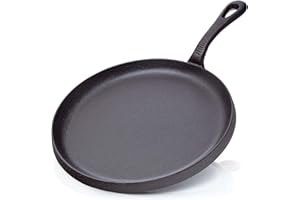 BBQ Nerd© Padella in ghisa per crêpes, Ø 26 cm, per pancake, crepes uovo fritto, padella antiaderente con eccellente conduzione del calore, padella per barbecue, focolare e fornello, incl. induzione