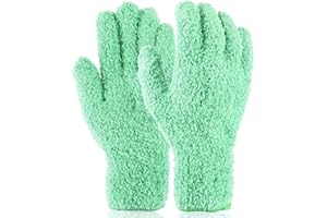 Ymapinc Microfiber Gloves for Plant Dusting, 1 Pair Green Kitchen Indoor Gloves Reusable Dusting Mitt for House Use Desk Window Blind Screen Car Wash