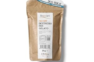 Poudre de dextrose Beppiani 2 kg pour glaces, pâtisserie, sirop de glucose, thé froid, boissons rafraîchissantes et recharge d'énergie 100% naturel – Extrait de raisin. Produit professionnel