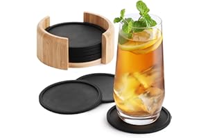Sidorenko Sottobicchieri in Silicone Tondo Per Bicchieri - Set Di 8 Incl. Box - Design Coasters Bevande Sottobicchieri In Grigio Scuro Per Bevande, Tazze, Bar